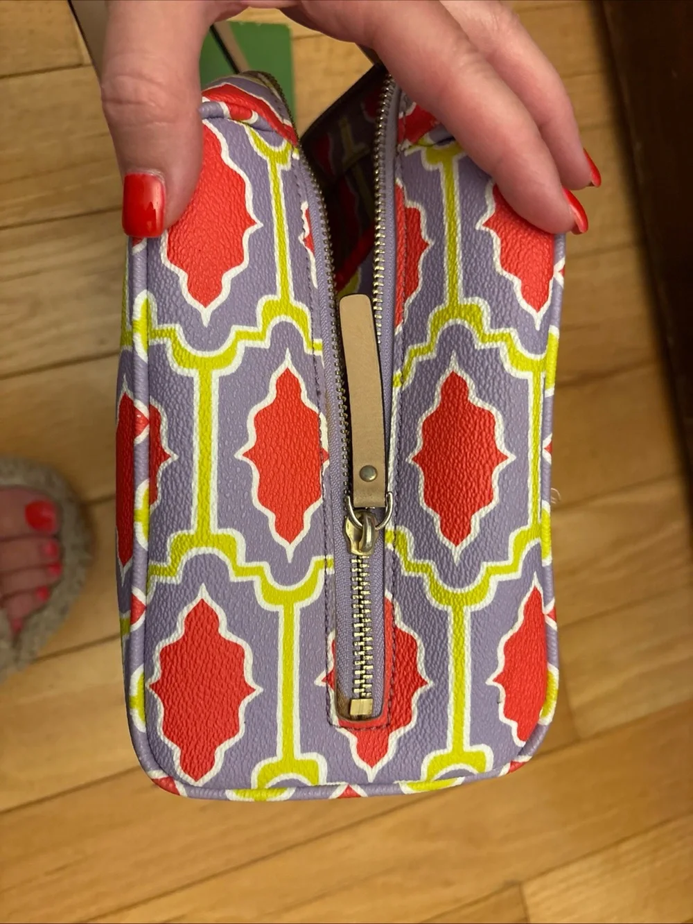 Kate Spade  Lavender orange & yellow Geometric Tote with Red Wallet